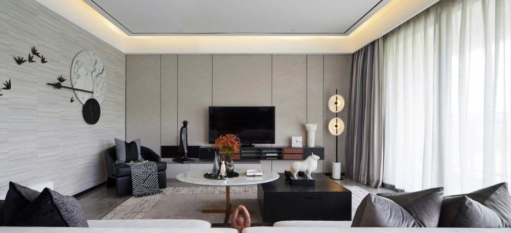 梅州室内装修仁山公园140平米四居-现代简约风格室内设计家装案例